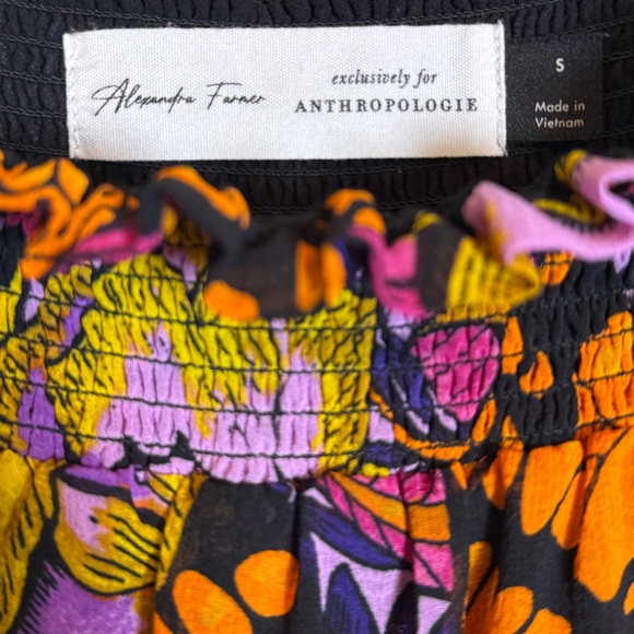 Anthropologie‎ Alexandra Farmer Puff Sleeve Floral Butterfly Blouse - Picture 3 of 6